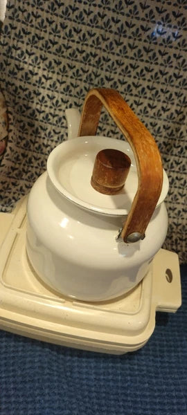 Vintage Enamel Coated Copco Style Teapot Kettle Rustic Farmhouse