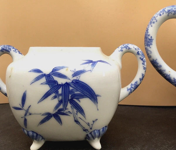 Japanese Meiji Porcelain Tea Set - Teapot, Cream & Sugar Bowls, Signed