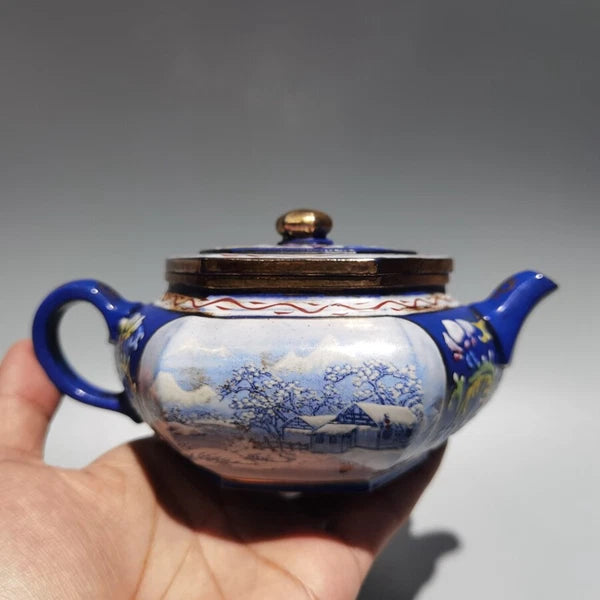 Chinese old Yixing Clay Teapot Painted gold enamel pot Purple sand Teapot 240cc