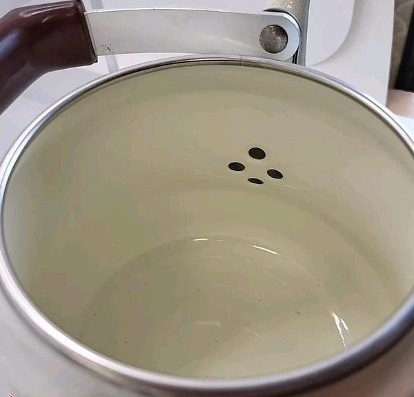 Vintage Tea Kettle, Floral Enamel on Steel Tea Kettle