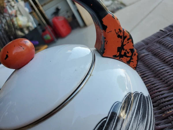 vintage 1986 Kamenstein rooster enamel tea kettle pot