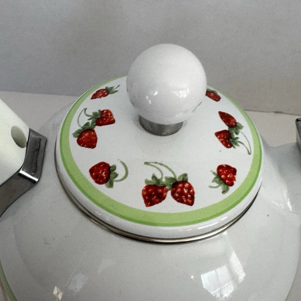 VILLEROY & BOCH Strawberries & Cream Metal Whistler Kettle Teapot 1.5 Qt N180