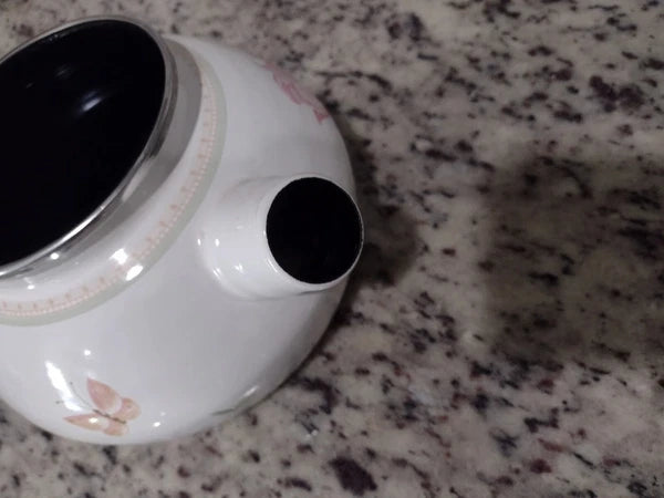 Villeroy And Boch Florea Tea Kettle Enamel Flower Butterfly Rare