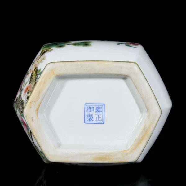 30CM Yongzheng Signed Old Chinese Colour Enamel Vase W/peach N3423