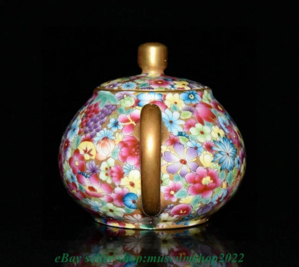 5.2" Old Chinese Qianlong Enamel color Porcelain blossoms flower Kettle Pot
