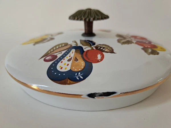 Vintage Georges Briard Enamelware "Forbidden Fruit" Tea Kettle Teapot MCM 1960's