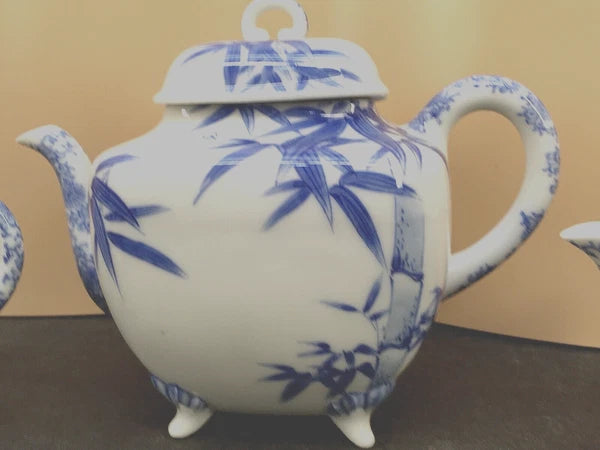 Japanese Meiji Porcelain Tea Set - Teapot, Cream & Sugar Bowls, Signed