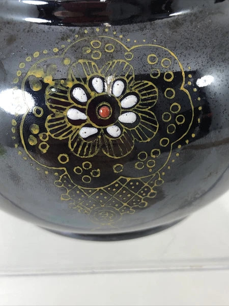 Japan Vintage Ceramic Redware Blue Teapot Glazed and Enamel 12 Ounces VTG