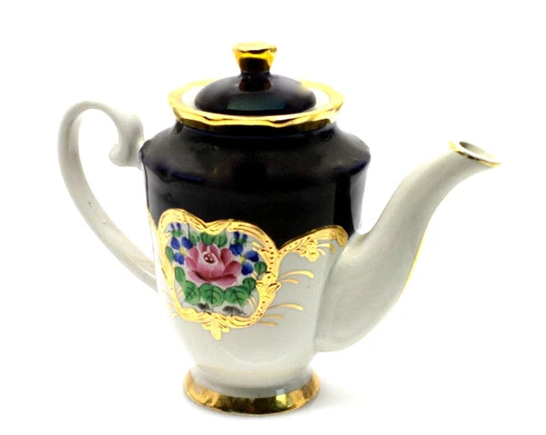 English  Ceramic Teapot With Gold and Enamel Decoration