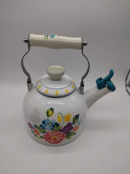 The Pioneer Woman Blooming Floral Bouquet Enamel on Steel 2-Quart Tea Kettle