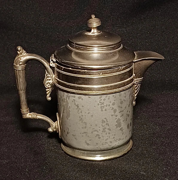 Antique Manning Bowing Gray Graniteware Enamelware Pewter Tea Coffee Set
