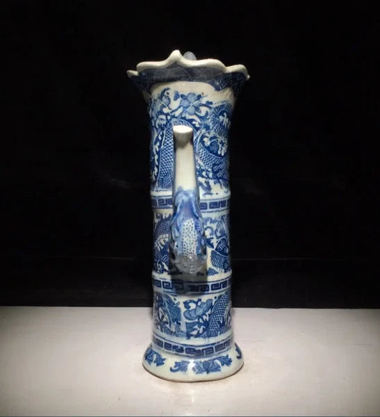 Chinese Antique Porcelain Qing Qianlong Blue and White Dragon Pattern Pot
