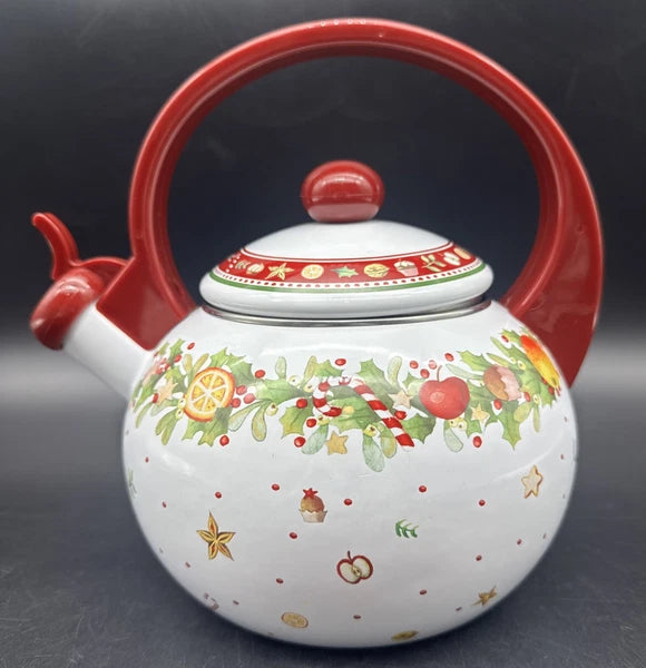 Villeroy & Boch WINTER BAKERY DELIGHT Porcelain Enamel On Steel Tea Kettle 2 QT