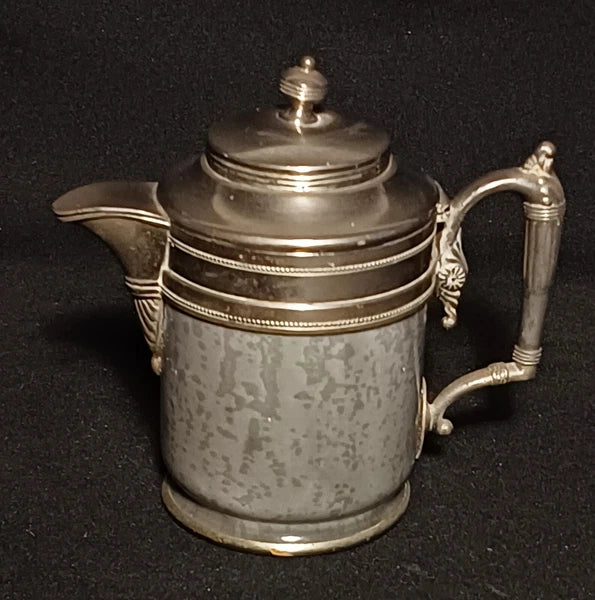 Antique Manning Bowing Gray Graniteware Enamelware Pewter Tea Coffee Set