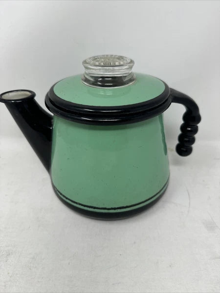 Vintage Vollrath Kook King Tea/Coffee Kettle Pot Seafoam Green Aqua