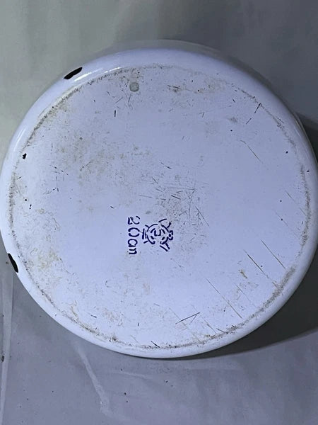 Vintage French Country Enamel tea kettle, "Copenhagen" 1960s Blue White Bistro