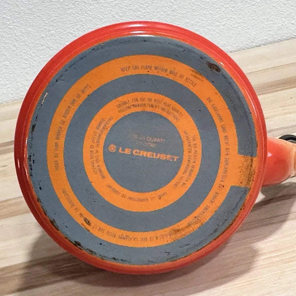 VTG Le Creuset Orange Flame Enamel Whistling Demi Kettle Teapot 1.25 Qt Pls READ