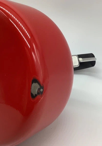 Chantal Whistling Tea Kettle Teapot Red & Silver Enamel 1.8 Quart New With Flaw