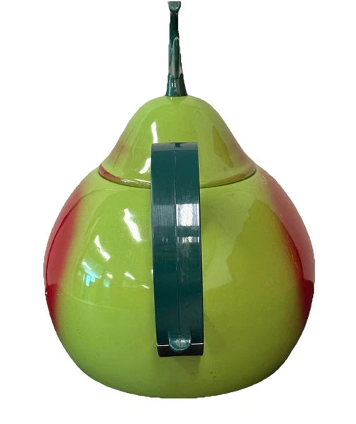 Vintage Copco Kettle Enamelware 1980s Large Apple/Pear Shaped Retro Kitchen Tea