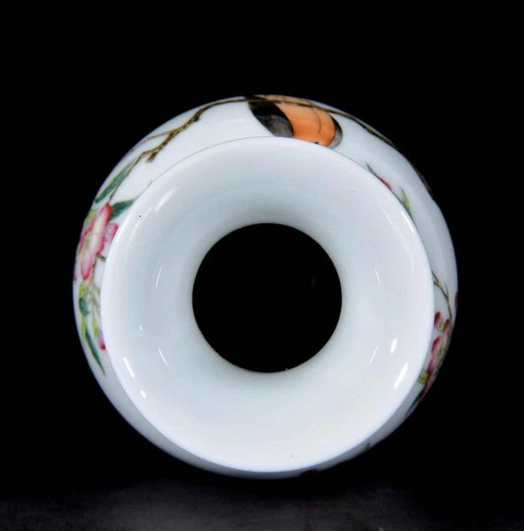 Qianlong Signed Old Chinese Colour Enamel Vase W/flower N3308