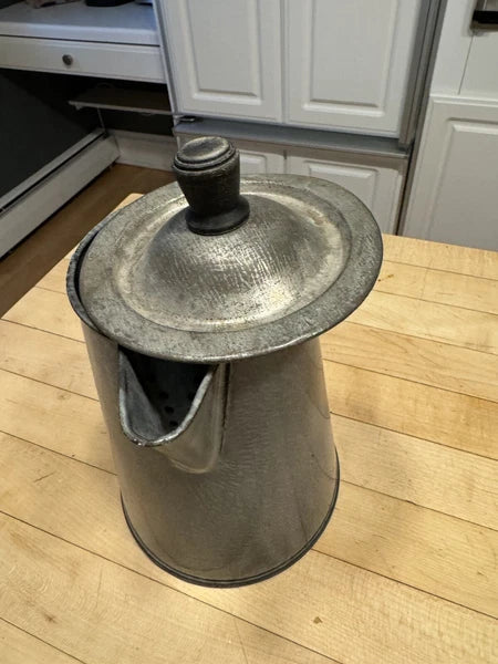 Antique Vintage Gray Graniteware Enamel Coffee or Tea Pot bin7