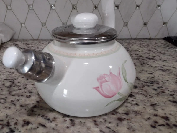 Villeroy And Boch Florea Tea Kettle Enamel Flower Butterfly Rare