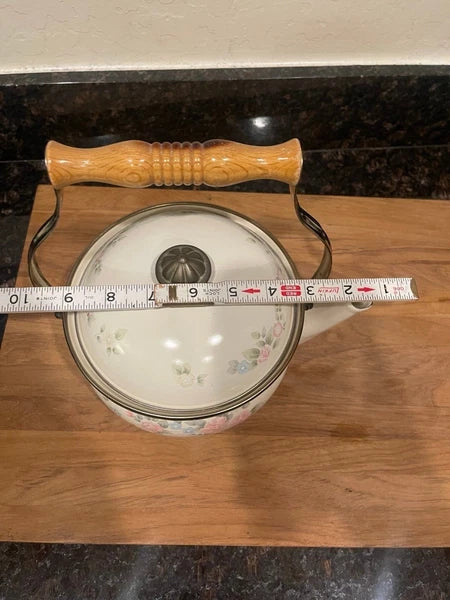 Pfaltzgraff Tea Rose Enamelware Kettle w/Lid