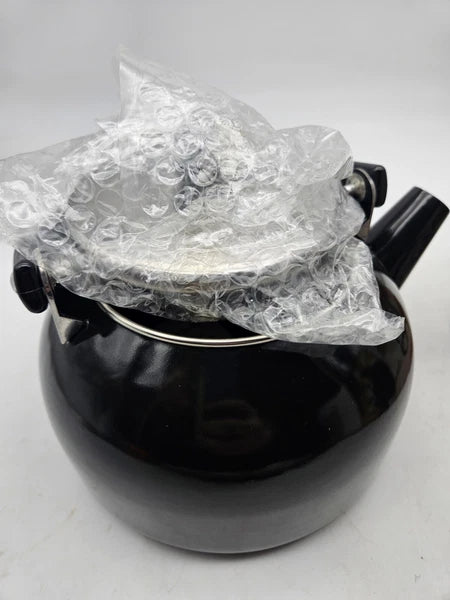 NEW Enamel on Steel Black Tea Kettle Whistling 2 Qt Ekco