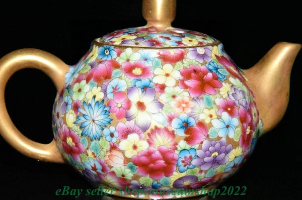 5.2" Old Chinese Qianlong Enamel color Porcelain blossoms flower Kettle Pot