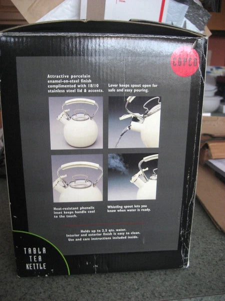 COPCO Linen Color Porcelain Enamel Whistling Tea Kettle 2.5 qt/10 cups/2.4 L