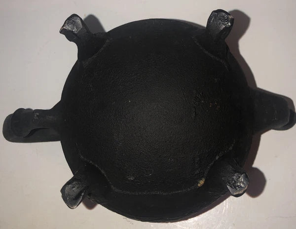 Ornate Vintage Cast Iron/Enamel Moroccan Style Tea Kettle 8" w/strainer basket